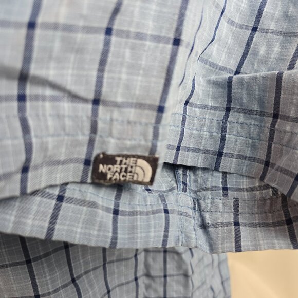 The North Face Shirt Mens Medium Blue Button Up Plaid Modal Outdoor Travel Gorp - Picture 5 of 9